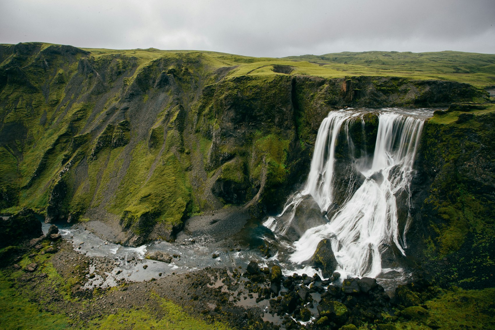 The Icelandic highlands at dusk in muted light