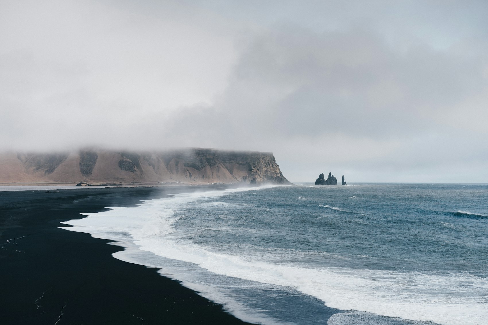 Black-sand coast and dark waves on Iceland's southern shore