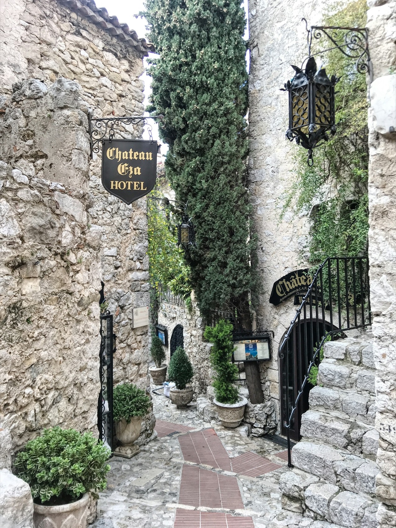 A stone alleyway in the hilltop village of Eze on the French Riviera
